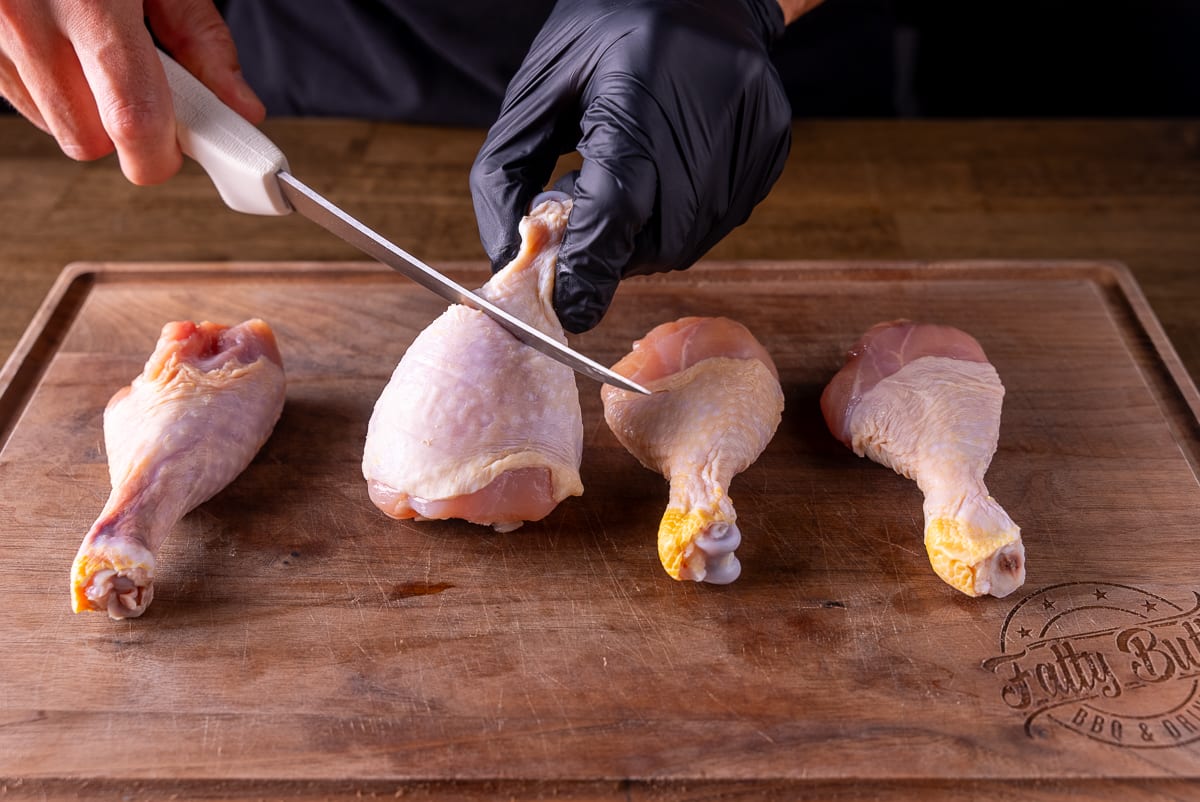 Trim drumsticks into chicken lollipops