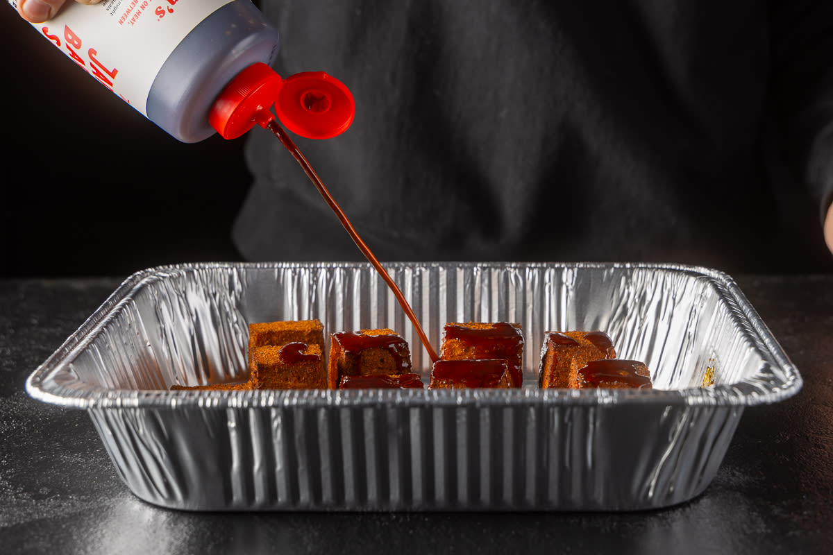 Toss the smoked tofu in BBQ sauce