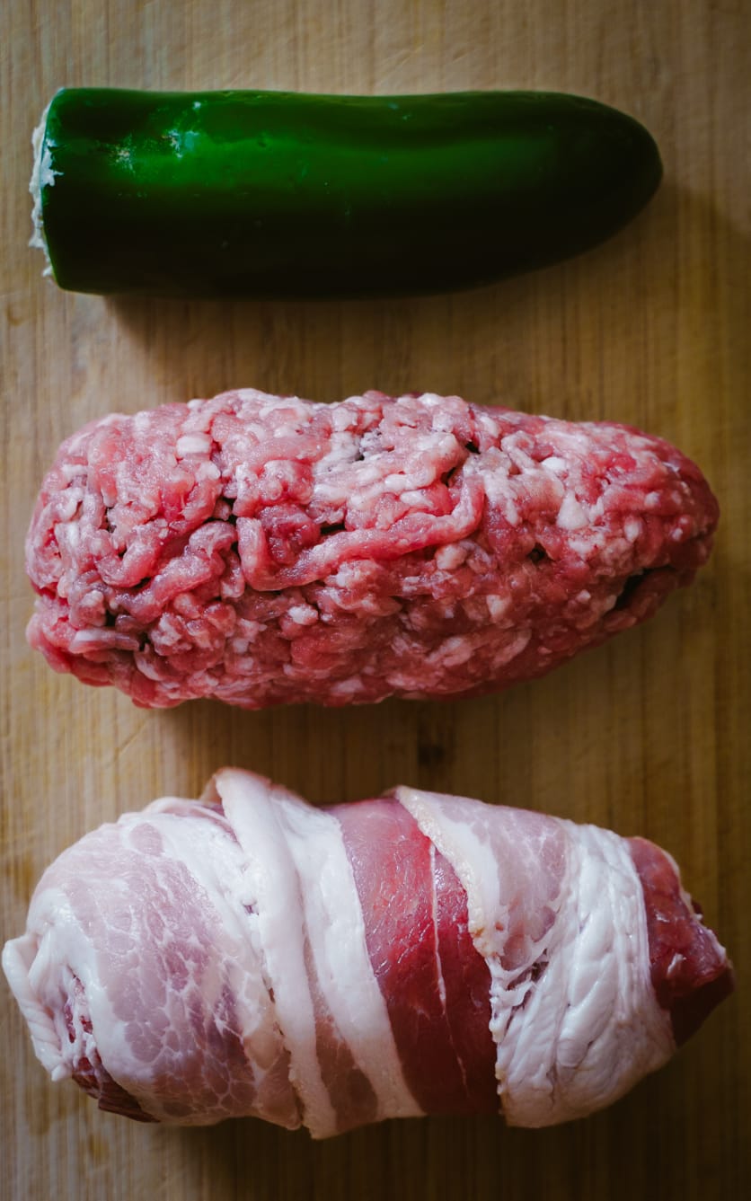 Jalapeños wrapped in sausage and bacon