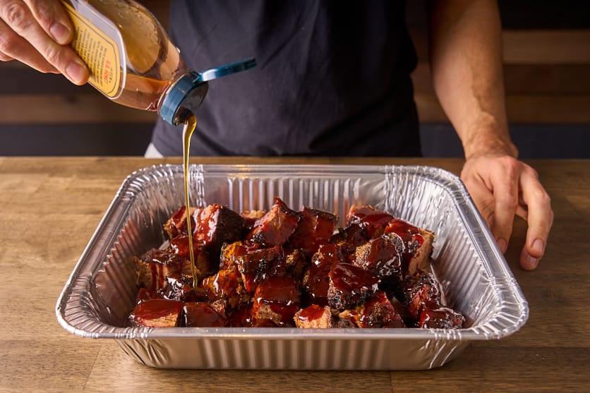 Coat the brisket burnt ends in honey