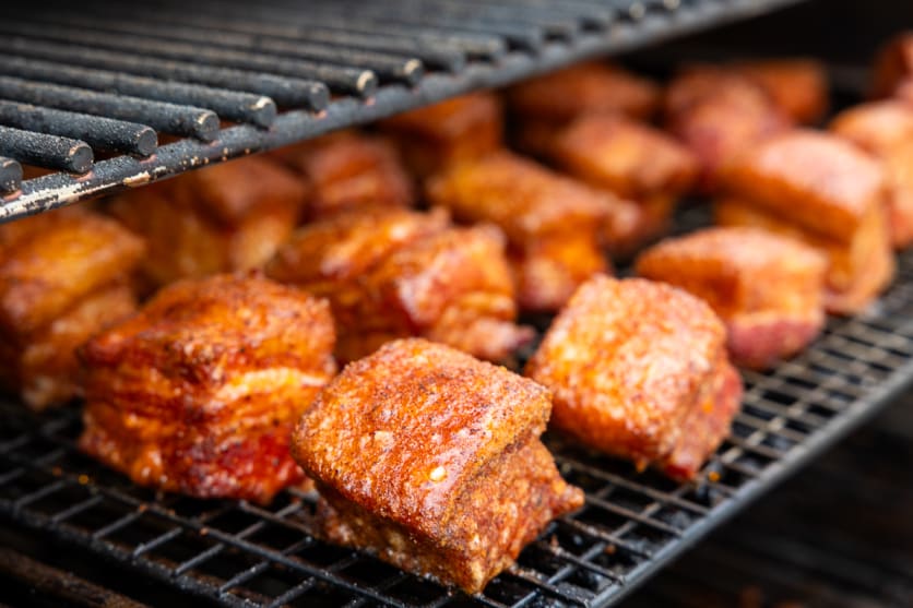 Smoke the pork belly for pork belly burnt ends