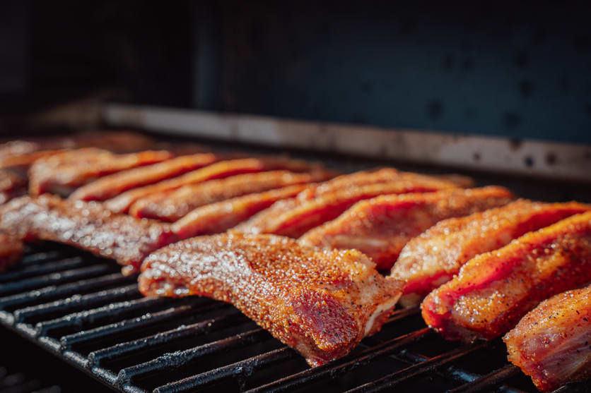 Smoke the party ribs at 275 degrees Fahrenheit