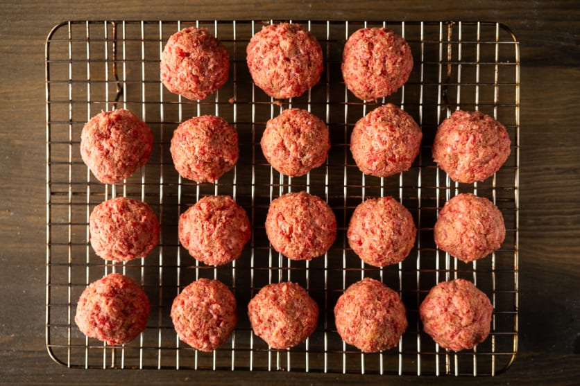 Raw Meatballs Ready for Smoker