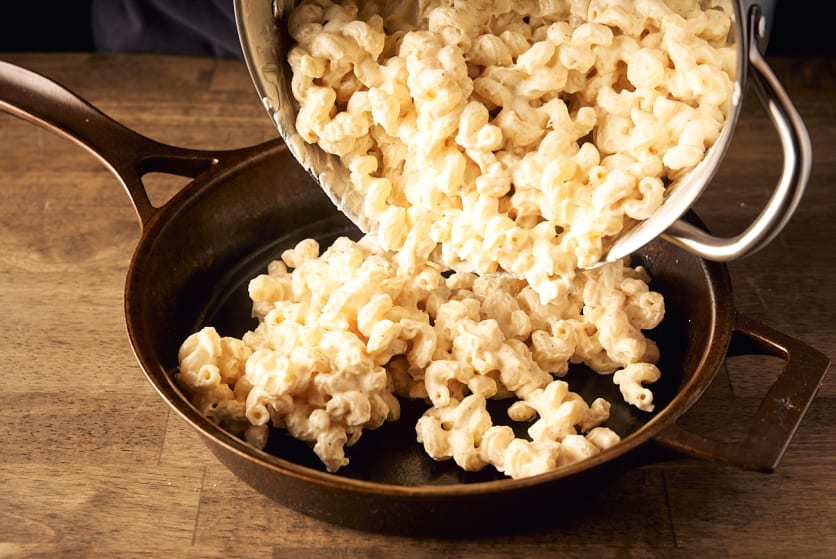 Pour half of the mixture into a large pan