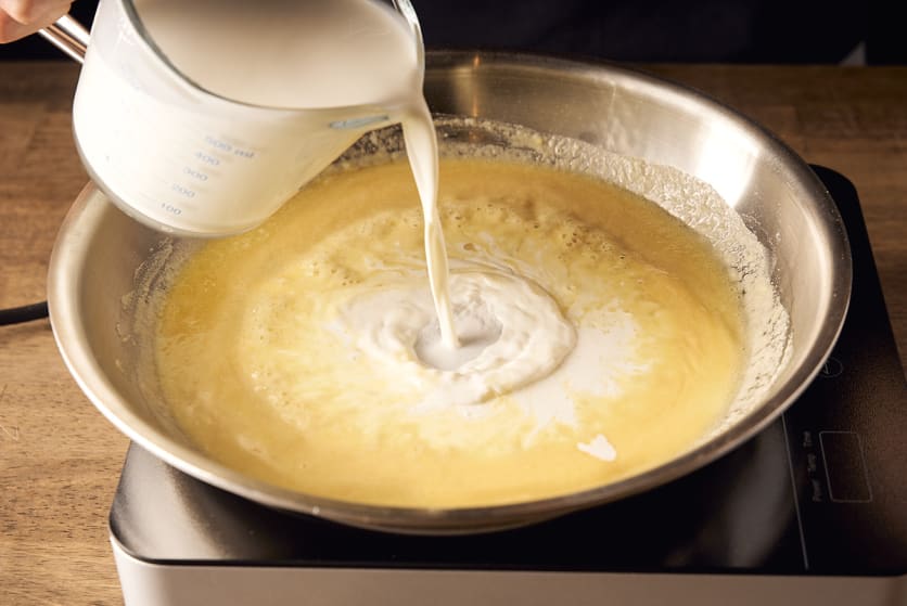 Add milk and half and half