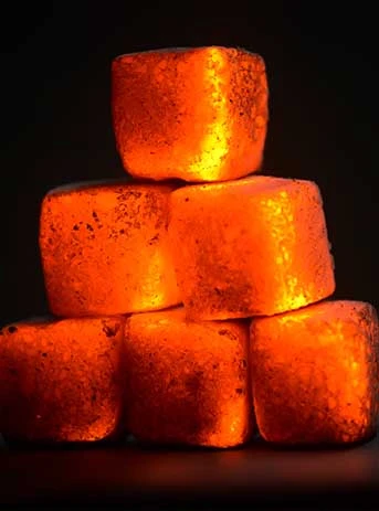 Home 4 burned cube shaped coconut charcoal briquette