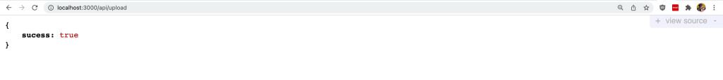 API endpoint GET response in the browser showing success