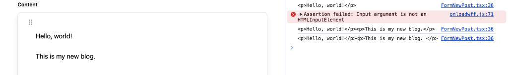 Web console showing HTML content