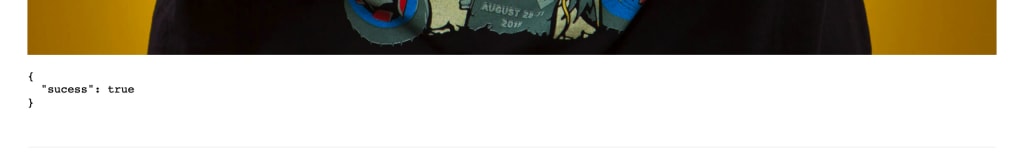 Web app showing success message