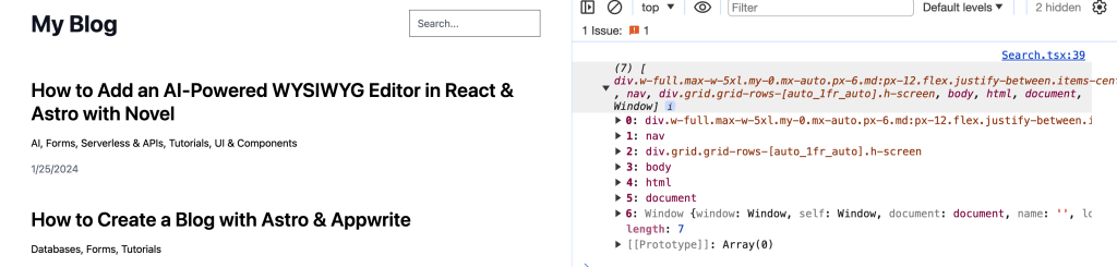 Array of elements that show the element clicked and its parents