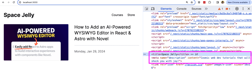 Title and description in HTML