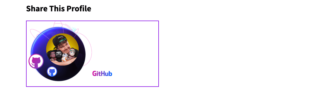 Social card with avatar in the shape of a circle