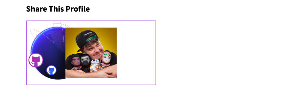 Share section with social card and avatar on top