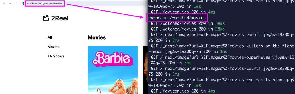 Page path logged in terminal