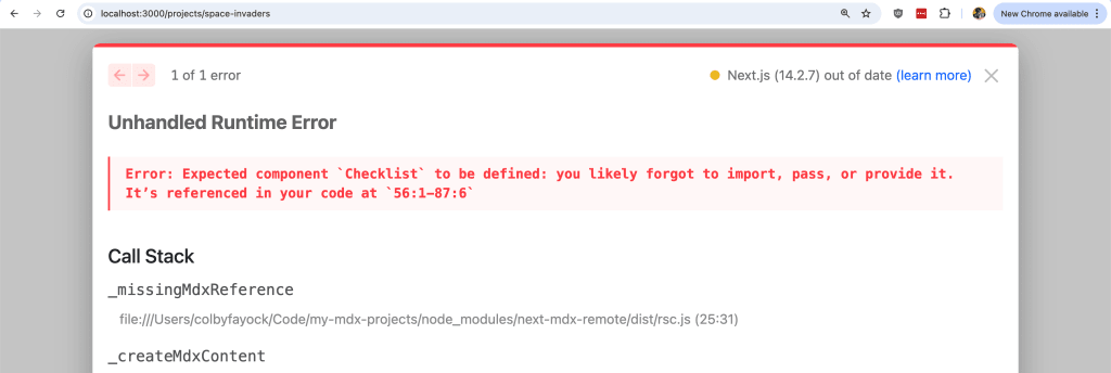 MDX Content error