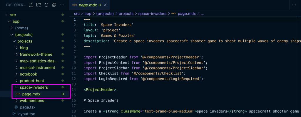 MDX files inside of app directory