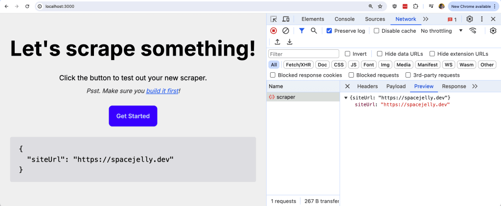 API route response with test URL