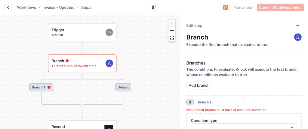 Branch configuration