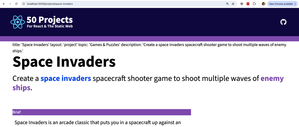 Browser showing MDX content rendered