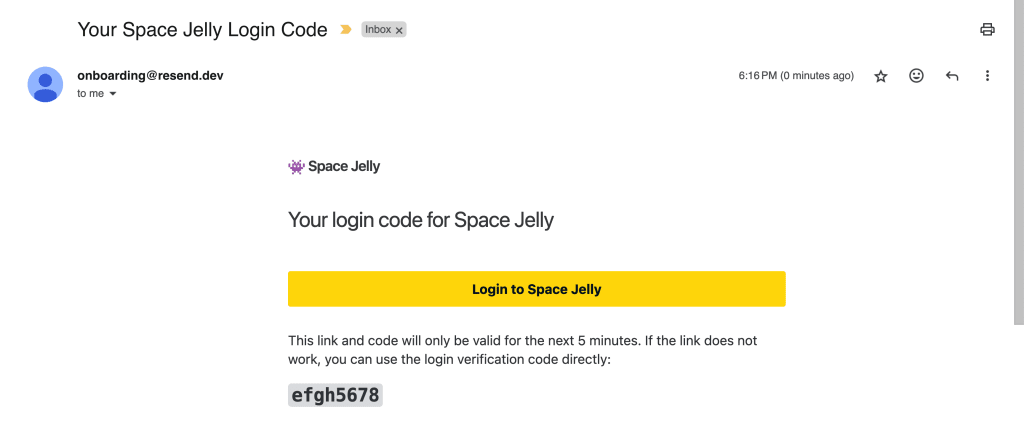 Another Resend email that has a different code