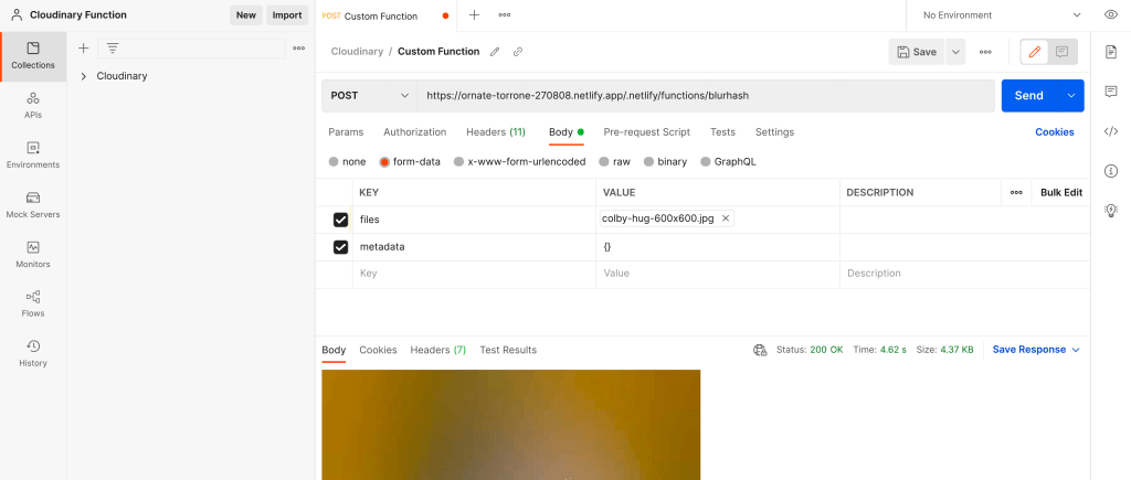Postman request using Netlify endpoint