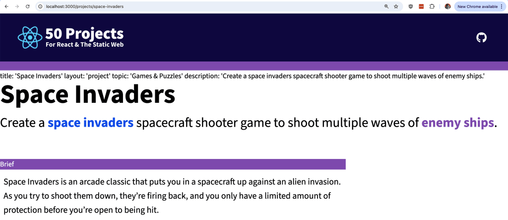 MDX content rendered in browser