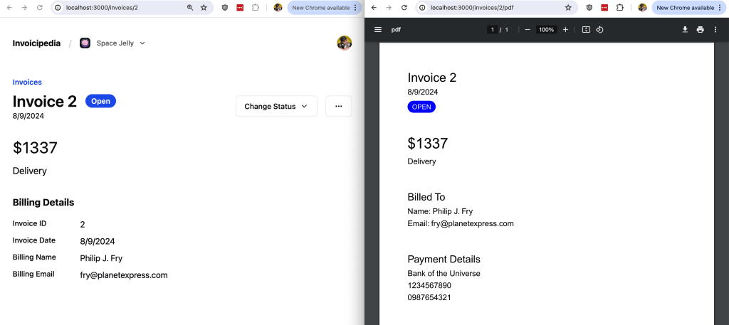 PDF rendered with React