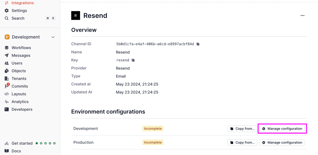 Manage Channel configuration