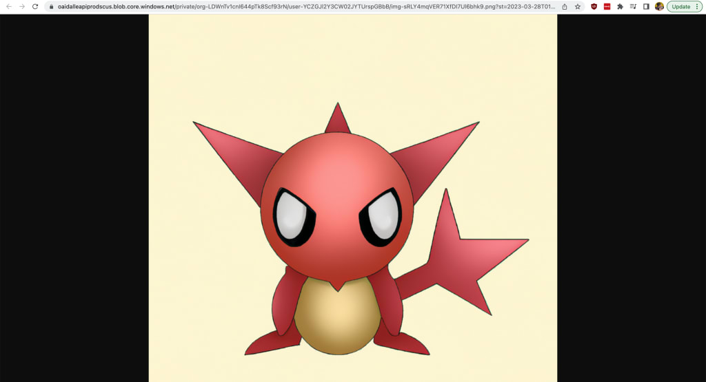 Browser showing image of generated Pokémon