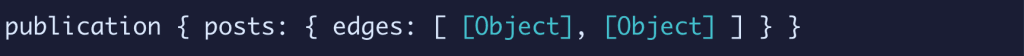 Terminal showing publication data structure