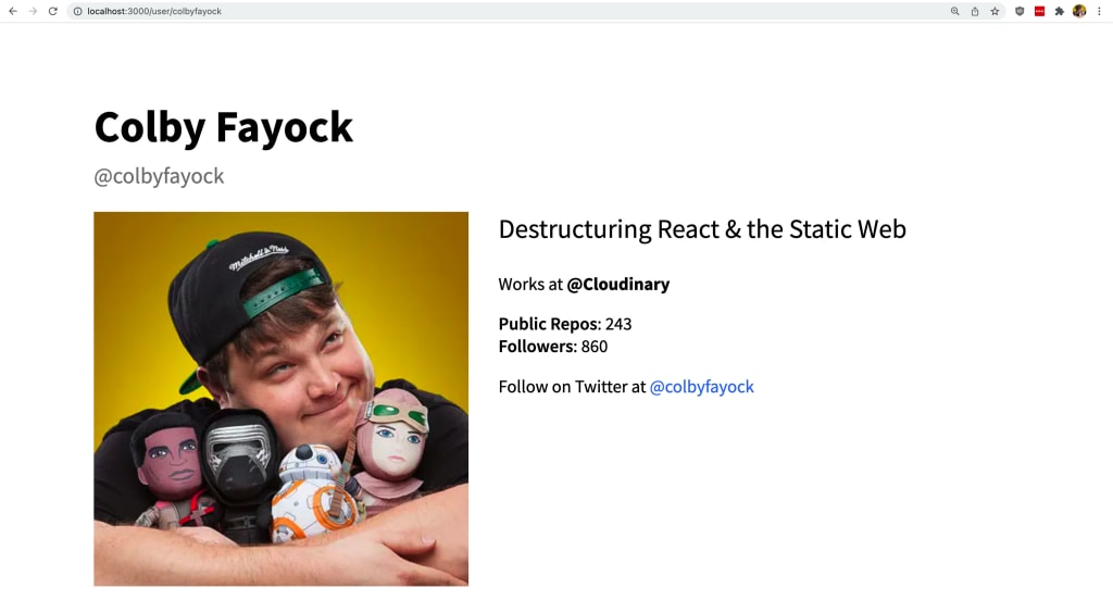 Page showing colbyfayock user profile