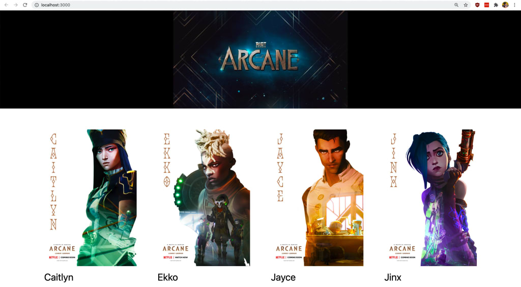 New app in browser showing gallery of Arcane posters