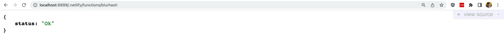 Browser showing request to function with json response and status of ok