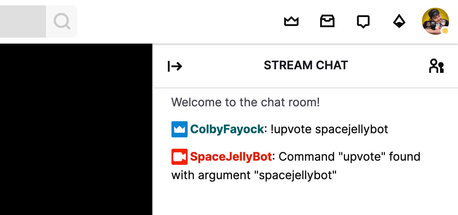 Twitch chat with bot responding to command