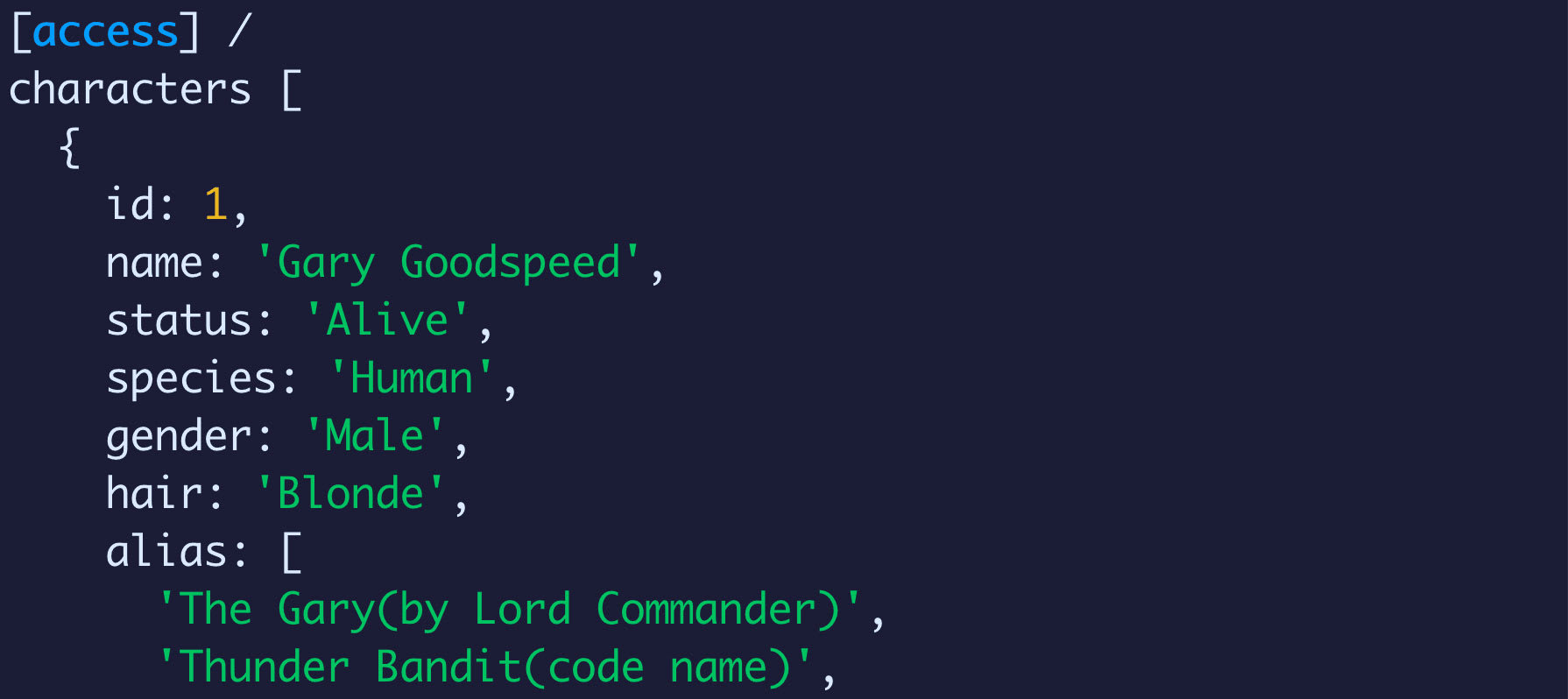 Terminal showing logged data from Astro app