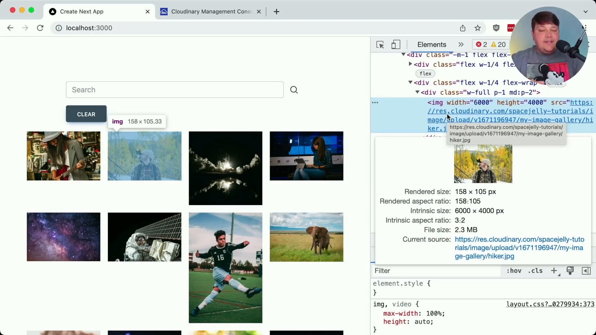 Image gallery from Cloudinary assets showing individual image rendered