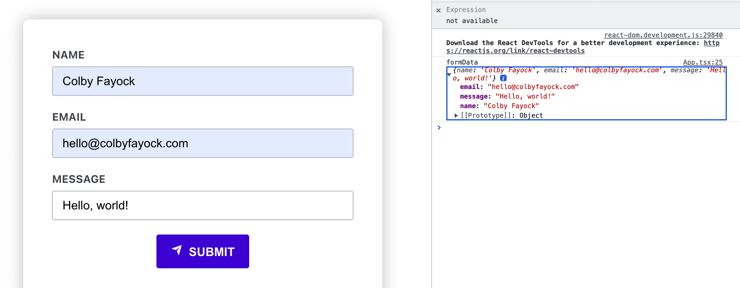 Browser with form data captured