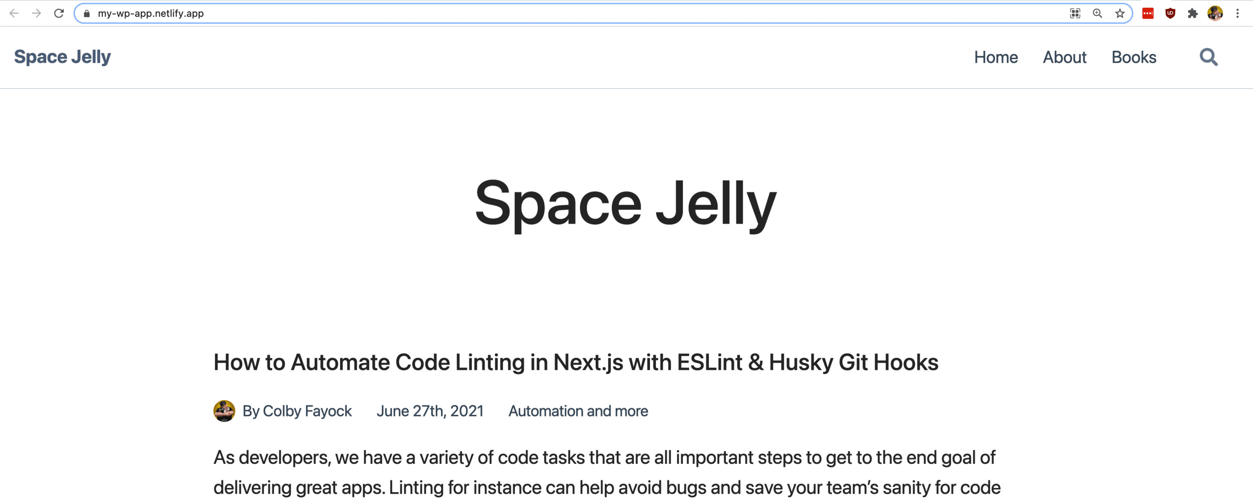 Next.js WordPress Starter with spacejelly.dev content deployed to Netlify