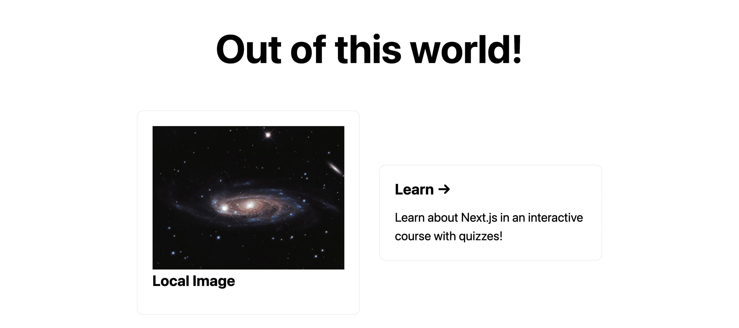 Next.js app with galaxy image