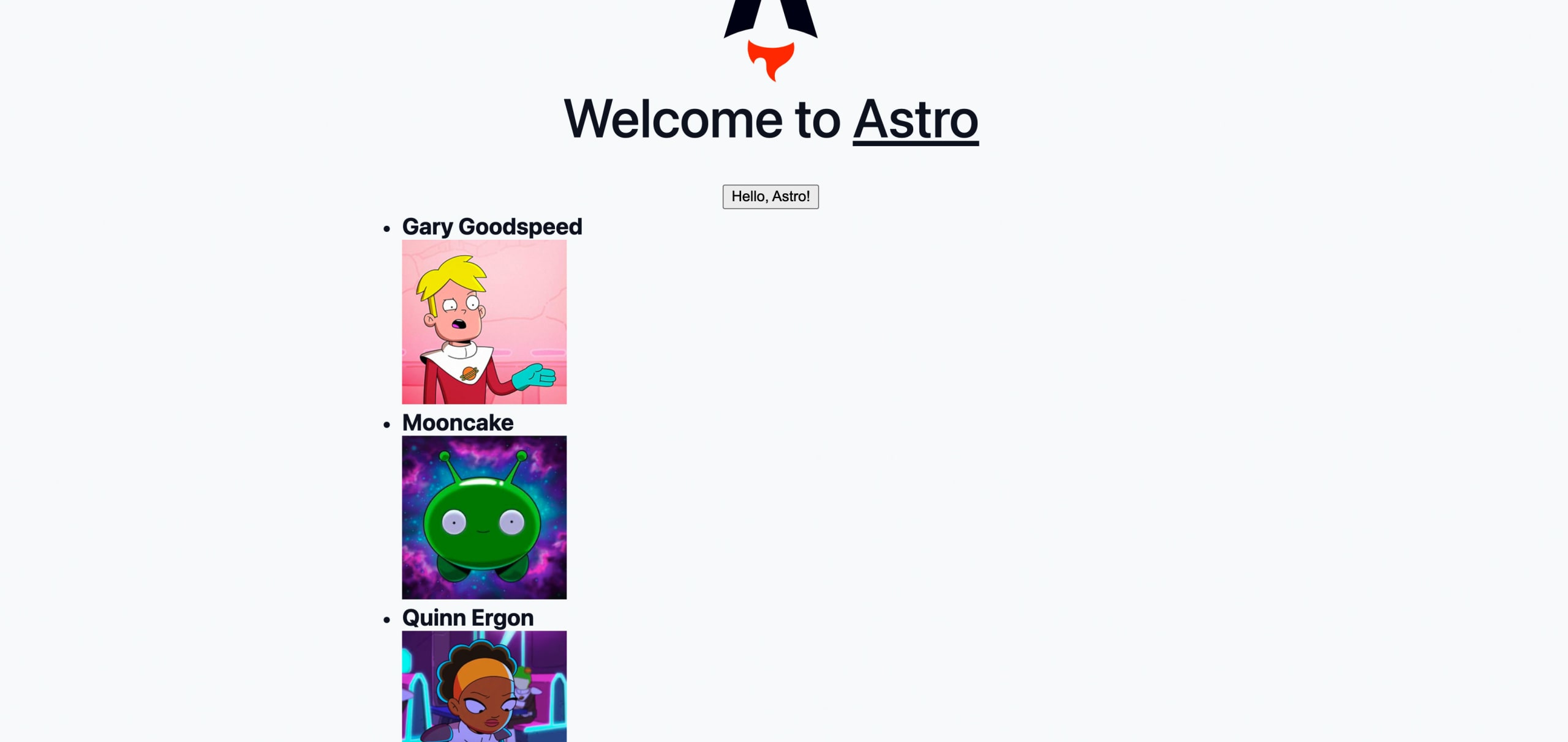 List of Final Space characters inside Astro app