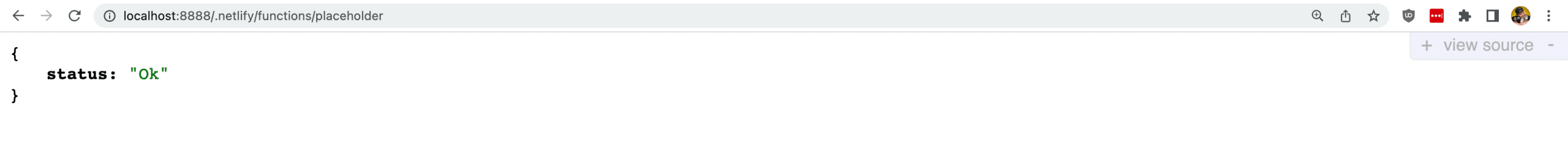 Browser showing request to function with json response and status of ok