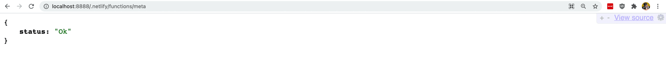 JSON api endpoint response showing Ok