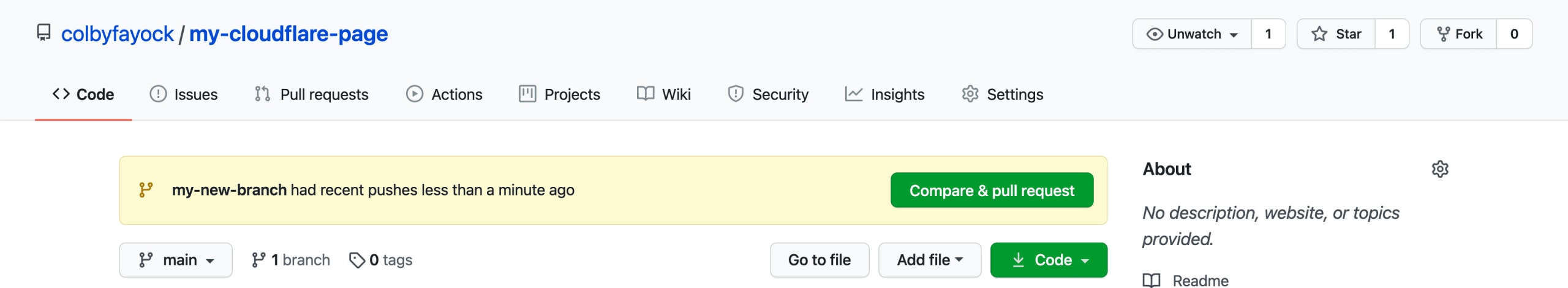 Create a new pull request on GitHub