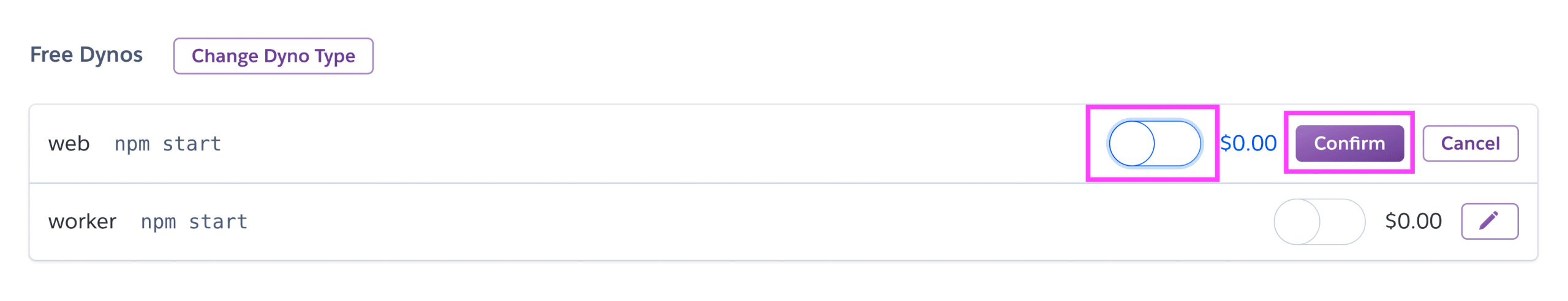 Configure dynos in Heroku