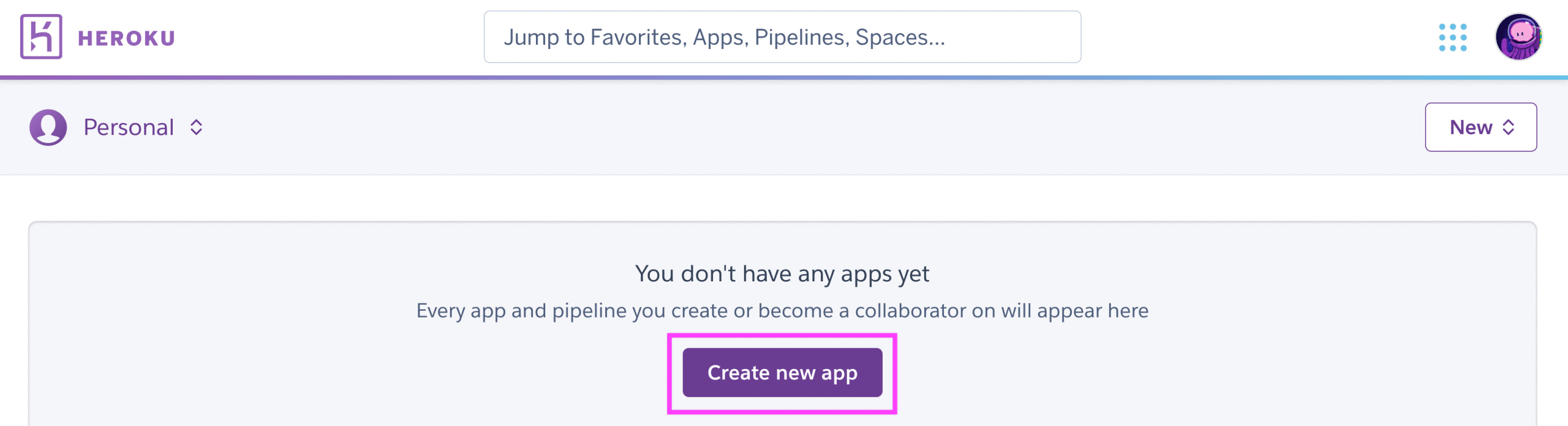 New app in Heroku