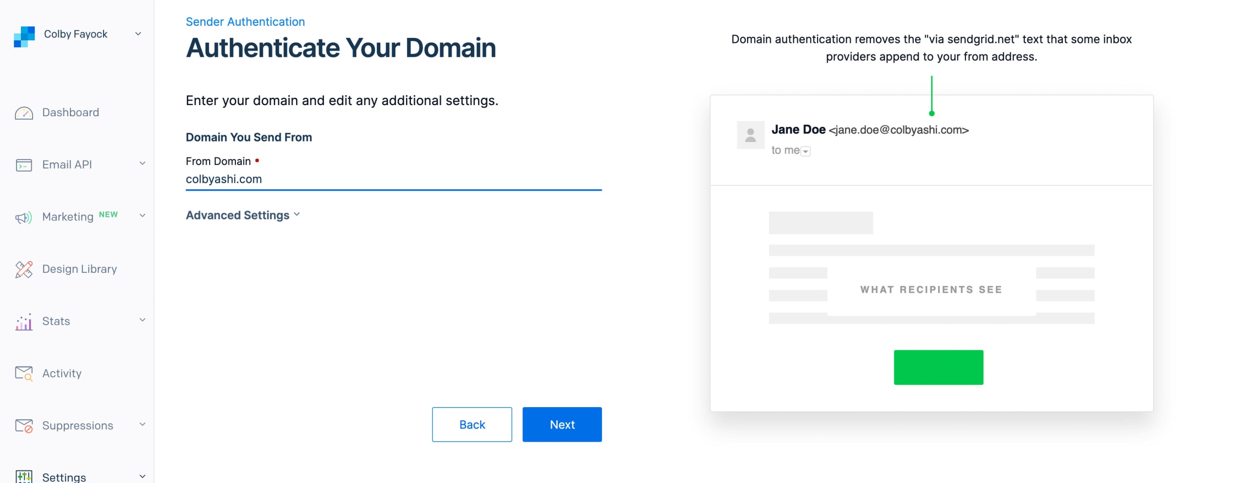 Authenticate domain in SendGrid