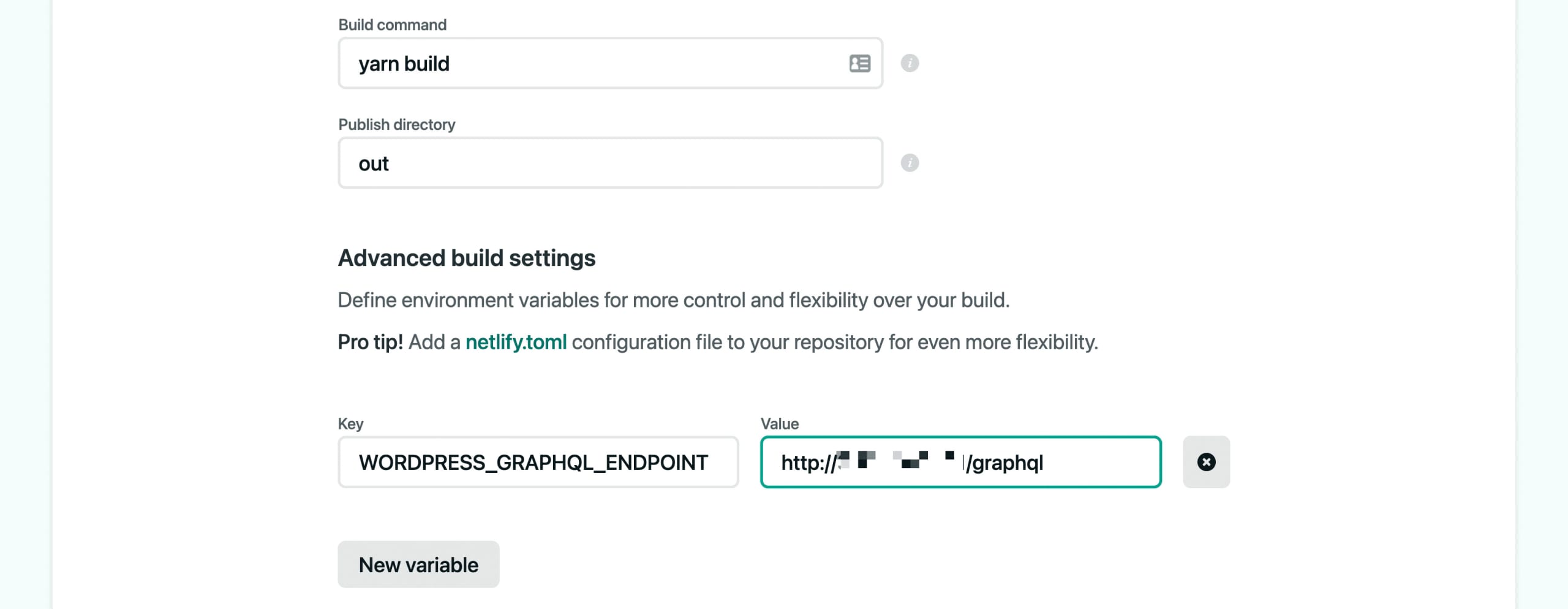 Next.js build config