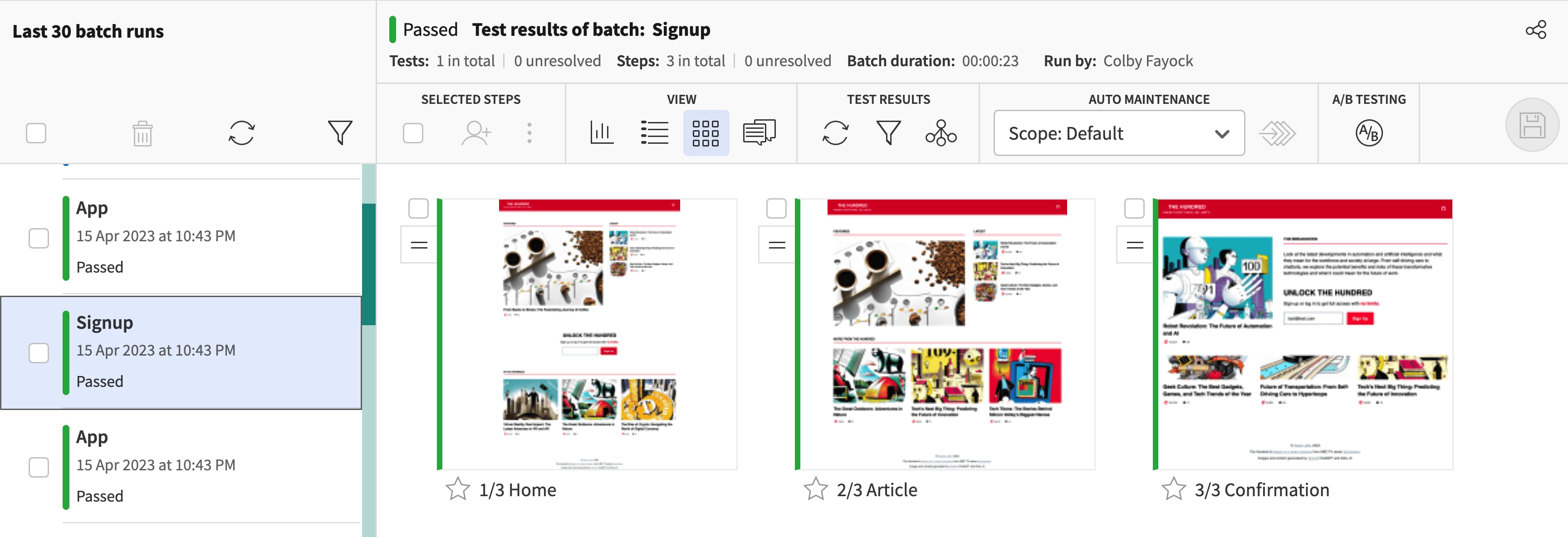 Passing tests with Signup Flow