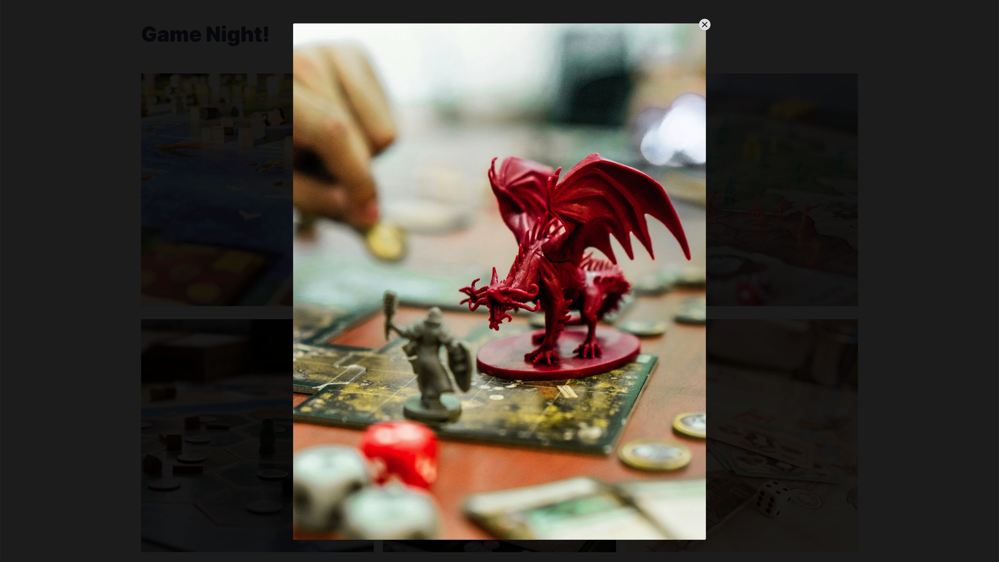 Popup modal with dark background