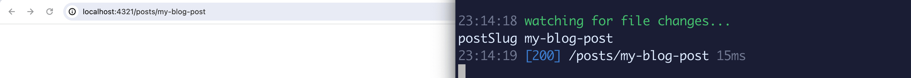 Post slug logged to terminal